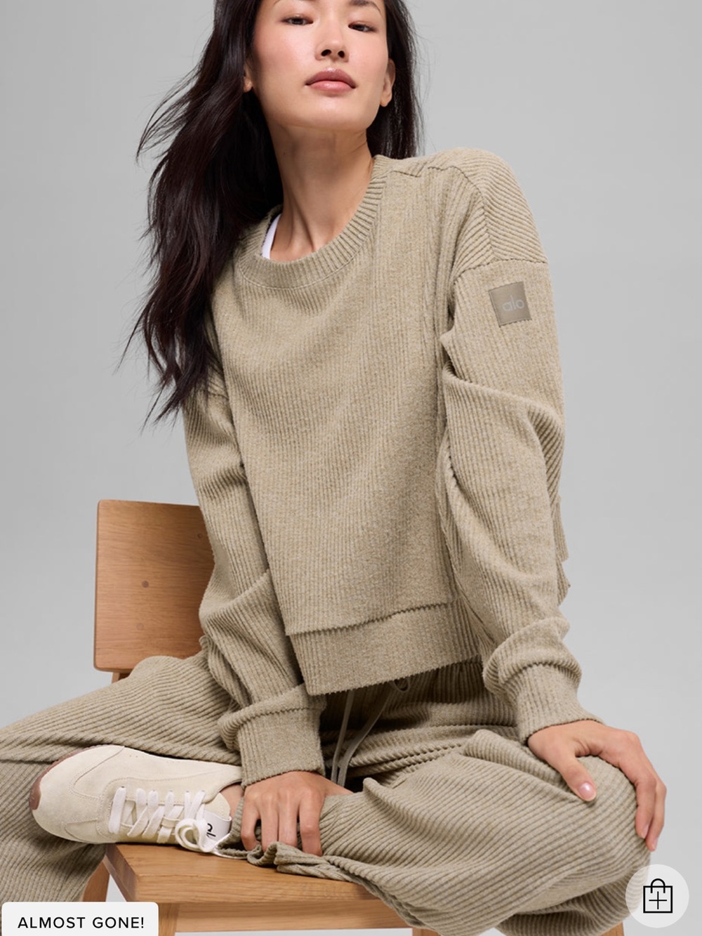 Set!! ALO Yoga Ribbed Crewneck Sweater and Pants  - Beige Taupe